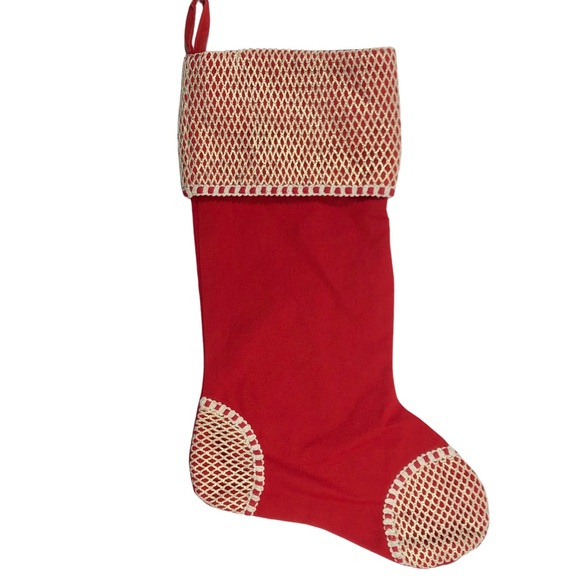 SLEIGH HILL TRADING CO. Christmas Stocking Red with Ecru Crochet Trim - Picture 2 of 10